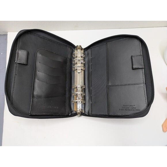 🍁 3/$20 Franklin Covey Spacemaker Genuine Leather Black 6 Ring 1” Binder Rings - Picture 2 of 9
